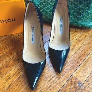 Manolo Blahnik BB Black Patent Pointed Toe Pumps
